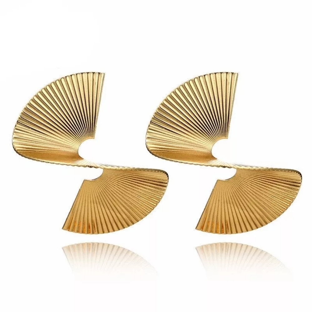 Irregular Geometric Punk Style Spiral Gold Metal Fashion Earrings